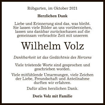 Anzeige von Wilhelm Volz von Reutlinger General-Anzeiger