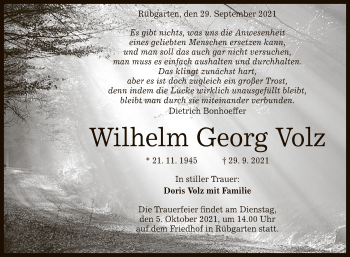 Anzeige von Wilhelm Georg Volz von Reutlinger General-Anzeiger