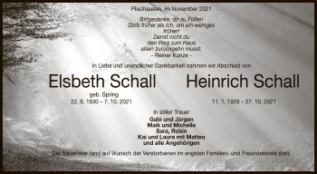 Anzeige von Elsbeth und Heinrich Schall von Reutlinger General-Anzeiger