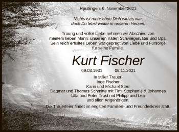 Anzeige von Kurt Fischer von Reutlinger General-Anzeiger