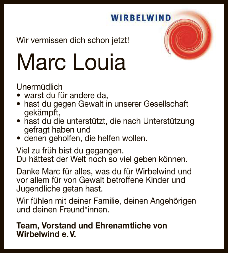  Traueranzeige für Marc Louia vom 18.11.2021 aus Reutlinger General-Anzeiger