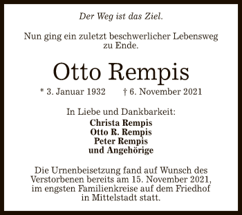 Anzeige von Otto Rempis von Reutlinger General-Anzeiger