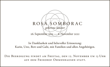 Anzeige von Rosa Somborac von Reutlinger General-Anzeiger