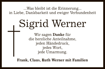 Anzeige von Sigrid Werner von Reutlinger General-Anzeiger