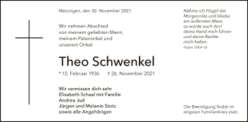 Anzeige von Theo Schwenke von Reutlinger General-Anzeiger