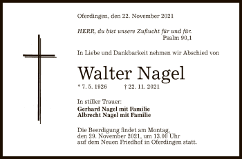 Anzeige von Walter Nagel von Reutlinger General-Anzeiger