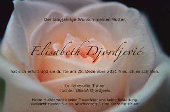 Anzeige von Elisabeth Djordjevic von Reutlinger General-Anzeiger