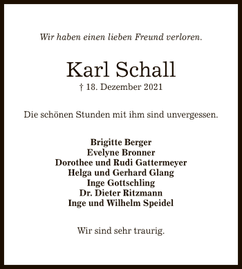 Anzeige von Karl Schall von Reutlinger General-Anzeiger