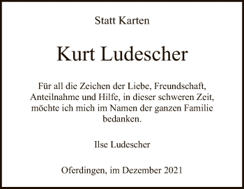 Anzeige von Kurt Ludescher von Reutlinger General-Anzeiger