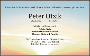 Anzeige von Peter Otzik von Reutlinger General-Anzeiger