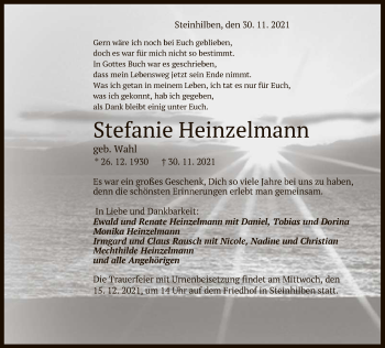 Anzeige von Stefanie Heinzelmann von Reutlinger General-Anzeiger