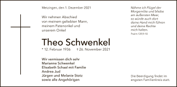 Anzeige von Theo Schwenkel von Reutlinger General-Anzeiger