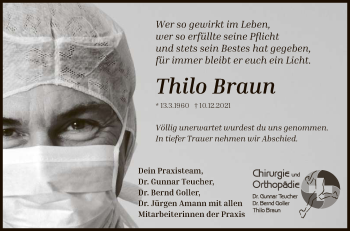 Anzeige von Thilo Braun von Reutlinger General-Anzeiger