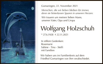 Anzeige von Wolfgang Holzschuh von Reutlinger General-Anzeiger