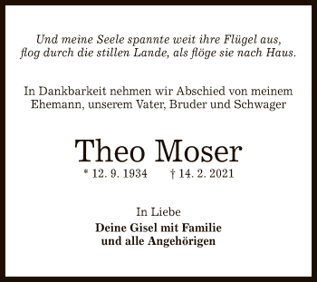 Anzeige von Theo Moser von Reutlinger General-Anzeiger