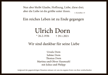 Anzeige von Ulrich Dorn von Reutlinger General-Anzeiger
