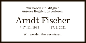 Anzeige von Arndt Fischer von Reutlinger General-Anzeiger