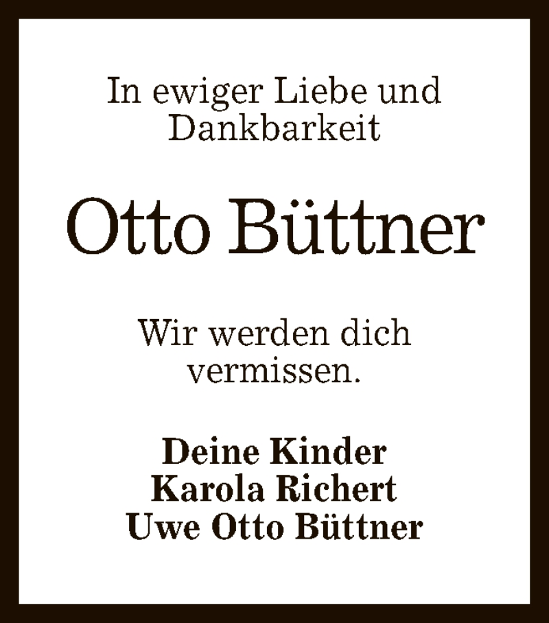 Traueranzeige für Otto Büttner vom 25.03.2021 aus Reutlinger General-Anzeiger