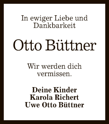 Anzeige von Otto Büttner von Reutlinger General-Anzeiger