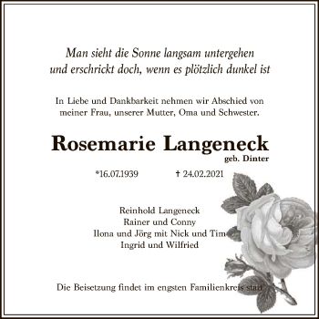 Anzeige von Rosemarie Langeneck von Reutlinger General-Anzeiger