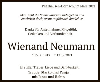 Anzeige von Wienand Neumann von Reutlinger General-Anzeiger