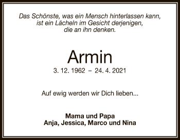 Anzeige von Armin Goldhacker von Reutlinger General-Anzeiger