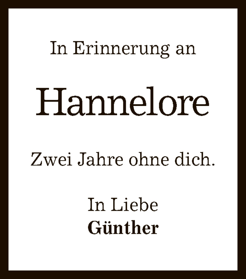  Traueranzeige für Hannelore  vom 03.04.2021 aus Reutlinger General-Anzeiger