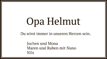 Anzeige von Helmut  von Reutlinger General-Anzeiger