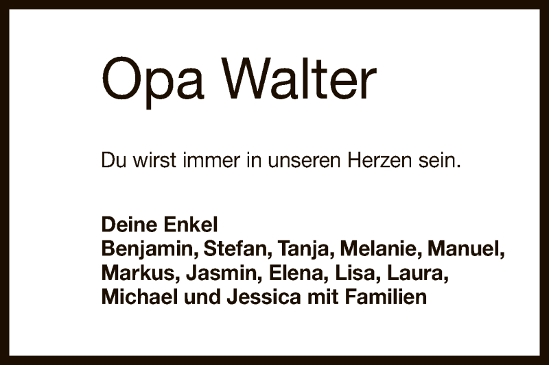  Traueranzeige für Walter  vom 13.04.2021 aus Reutlinger General-Anzeiger