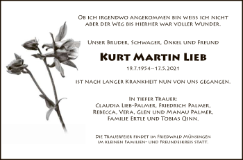 Anzeige von Kurt Martin Lieb von Reutlinger General-Anzeiger