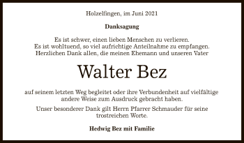 Anzeige von Walter Bez von Reutlinger General-Anzeiger