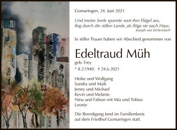 Anzeige von Edeltraud Müh von Reutlinger General-Anzeiger