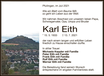 Anzeige von Karl Eith von Reutlinger General-Anzeiger