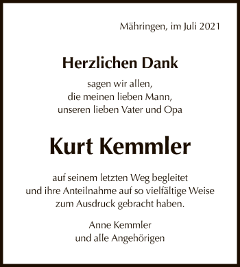 Anzeige von Kurt Kemmler von Reutlinger General-Anzeiger