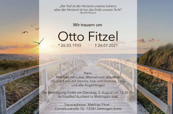 Anzeige von Otto Fitzel von Reutlinger General-Anzeiger
