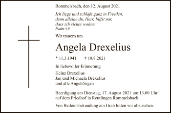 Anzeige von Angela Drexelius von Reutlinger General-Anzeiger