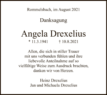 Anzeige von Angela Drexelius von Reutlinger General-Anzeiger