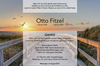 Anzeige von Otto Fitzel von Reutlinger General-Anzeiger