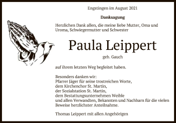 Anzeige von Paula Leippert von Reutlinger General-Anzeiger