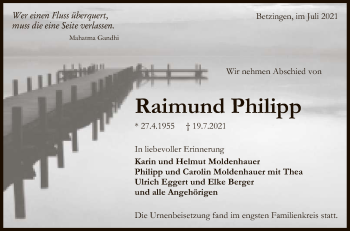 Anzeige von Raimund Philipp von Reutlinger General-Anzeiger