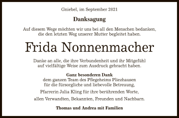 Anzeige von Frida Nonnenmacher von Reutlinger General-Anzeiger