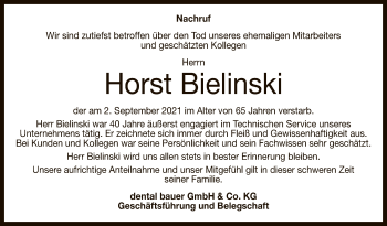Anzeige von Horst Bielinski von Reutlinger General-Anzeiger