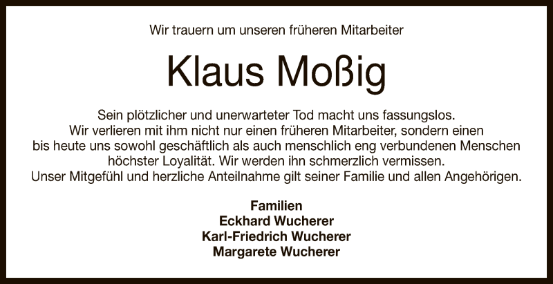  Traueranzeige für Klaus Moßig vom 23.09.2021 aus Reutlinger General-Anzeiger