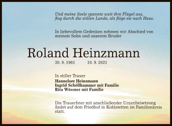 Anzeige von Roland Heinzmann von Reutlinger General-Anzeiger