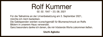 Anzeige von Rolf Kummer von Reutlinger General-Anzeiger