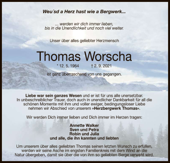 Anzeige von Thomas Worscha von Reutlinger General-Anzeiger