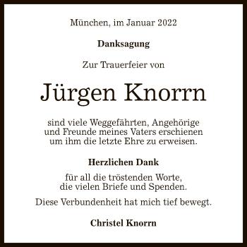 Anzeige von Jürgen Knorrn von Reutlinger General-Anzeiger