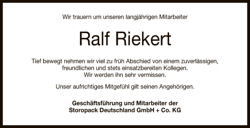  Traueranzeige für Ralf Riekert vom 20.01.2022 aus Reutlinger General-Anzeiger