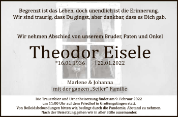 Anzeige von Theodor Eisele von Reutlinger General-Anzeiger