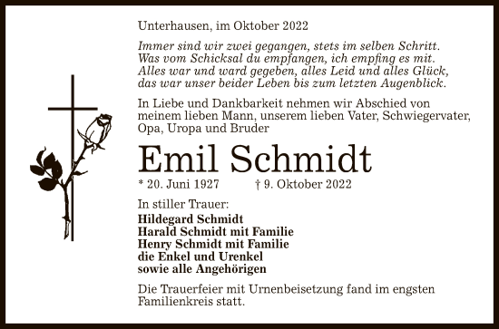 Anzeige von Emil Schmidt von Reutlinger General-Anzeiger